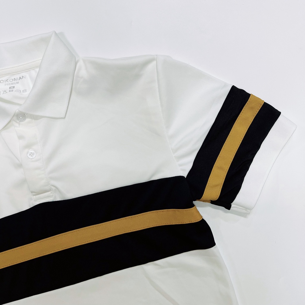 ÁO THUN NAM CỔ TRỤ SỌC ĐEN VÀNG MẪU MỚI, CHẤT COTTON PHONG CÁCH NAM TÍNH
