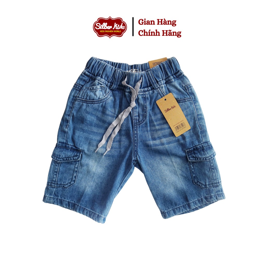 Quần Jeans Lửng Bé Trai 10-45kg Phối Túi Hộp Dây Rút SILBER KIDS