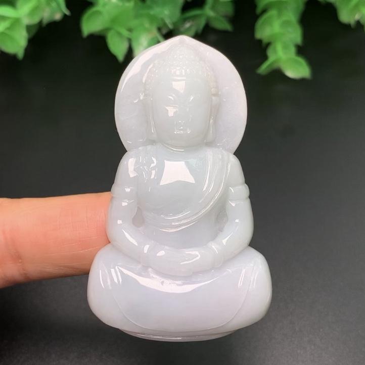 Mặt dây chuyền Phật A Di Đà xanh nhạt đá cẩm thạch