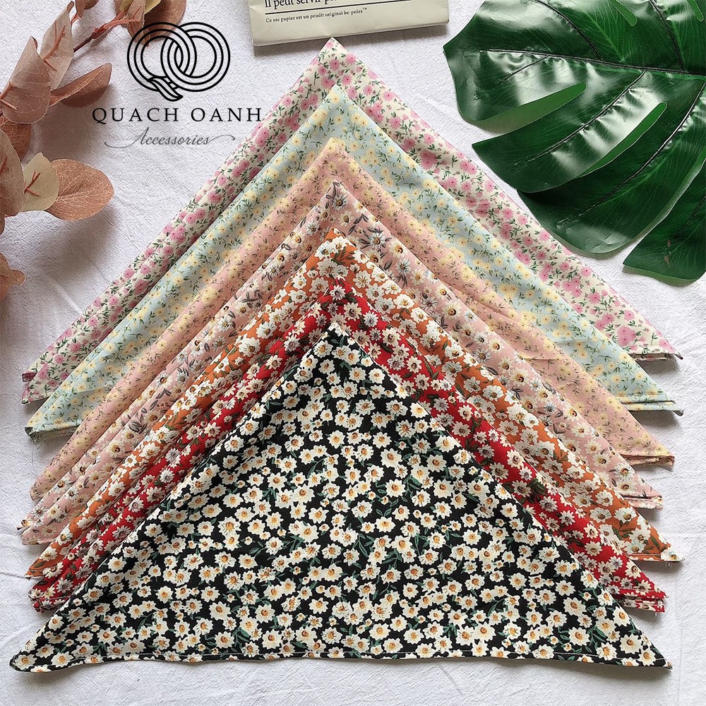 Khăn Bandana buộc cổ, buộc đầu họa tiết hoa nhí xinh xắn QO - BAND09