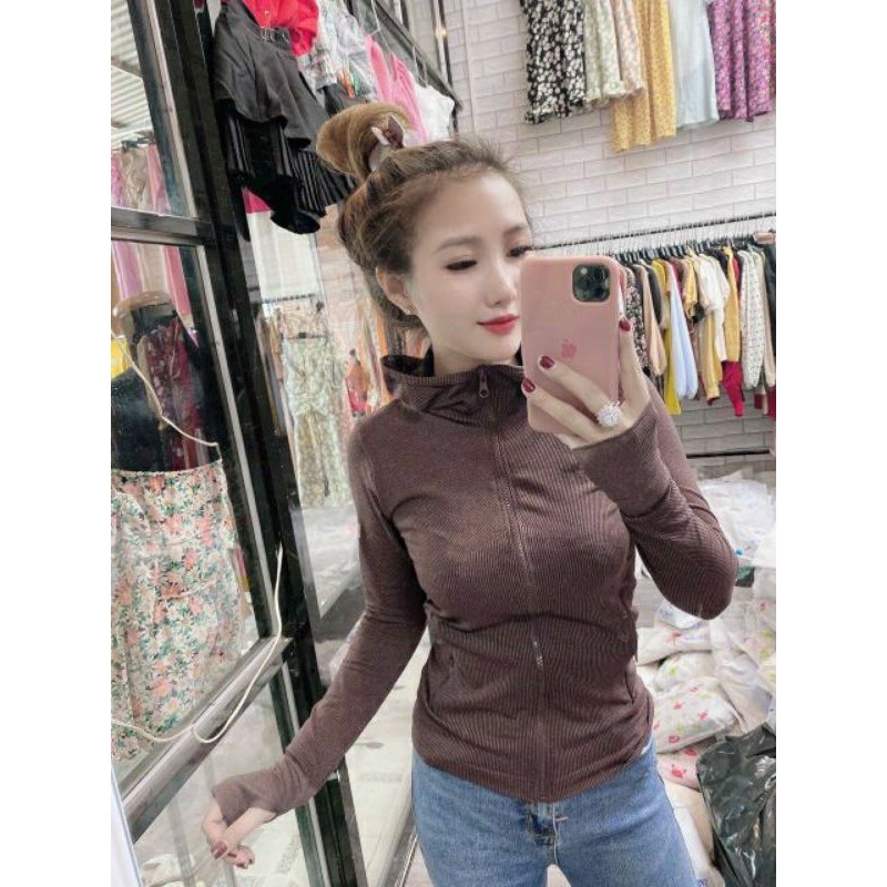 Áo khoác nữ. Áo khoác thể thao ôm Body thun gân Quảng Châu PQ205 | BigBuy360 - bigbuy360.vn