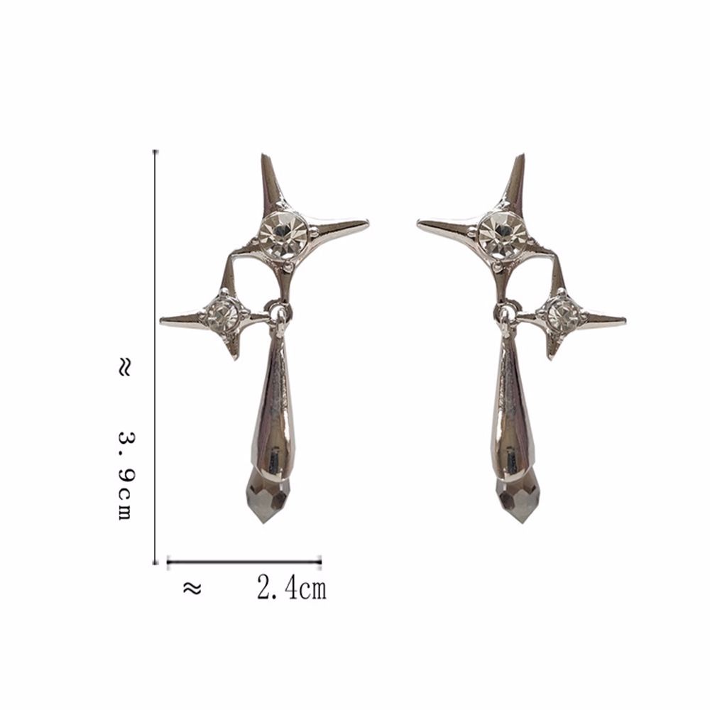 Bông Tai Hình Giọt Nước / Ngôi Sao Bằng Hợp Kim Đính Đá Nhiều Màu Thanh Lịch Cho Nữ