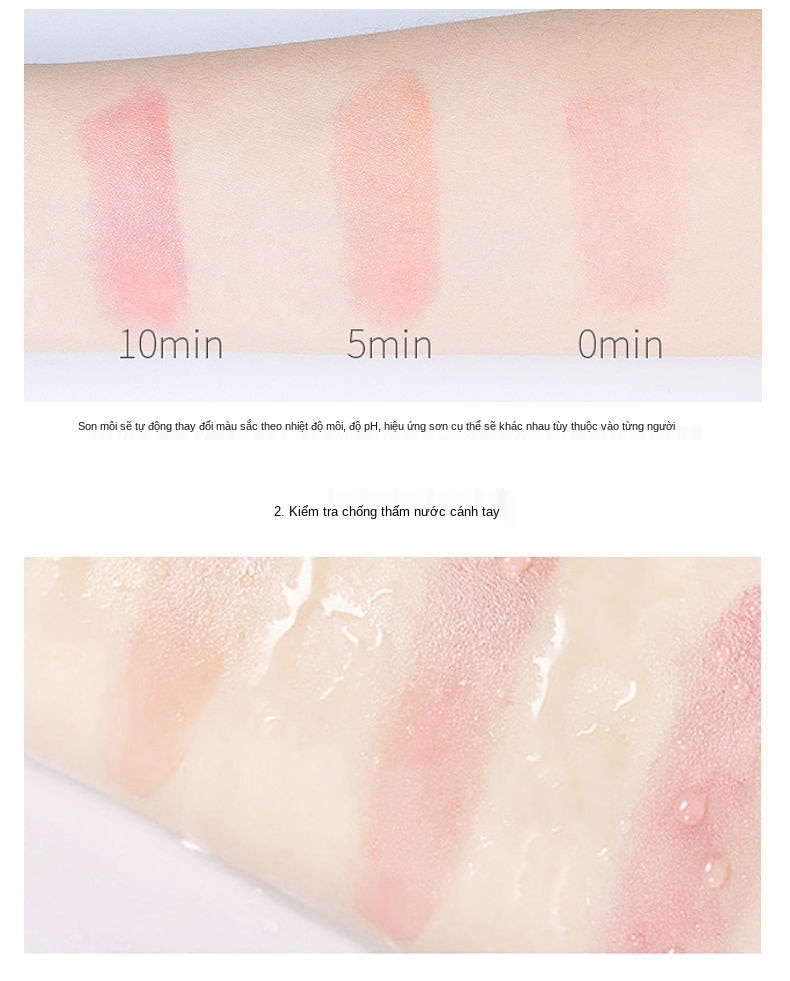 Son dưỡng ẩm cho môi thay đổi màu sắc theo nhiệt độ lâu trôi có mảnh vàng 24k dành cho nữ