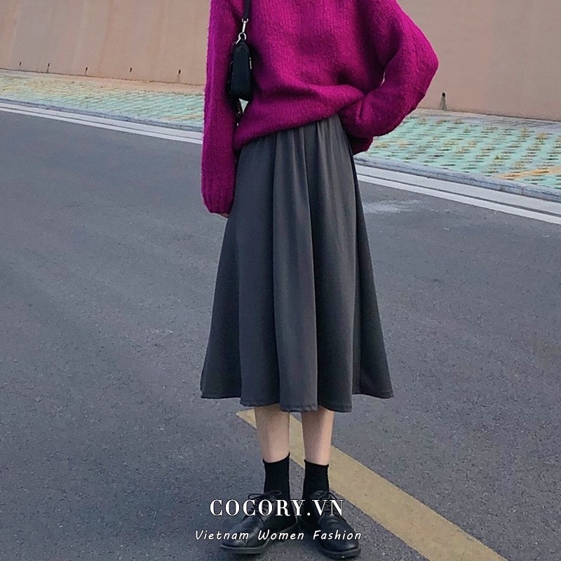Fashion casual High waist solid color All Match Midi skirts | BigBuy360 - bigbuy360.vn