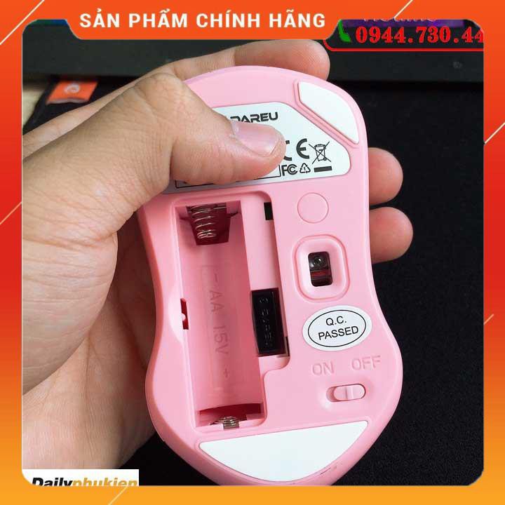 Chuột không dây DareU LM115G Pink, chuột máy tính màu hồng dailyphukien