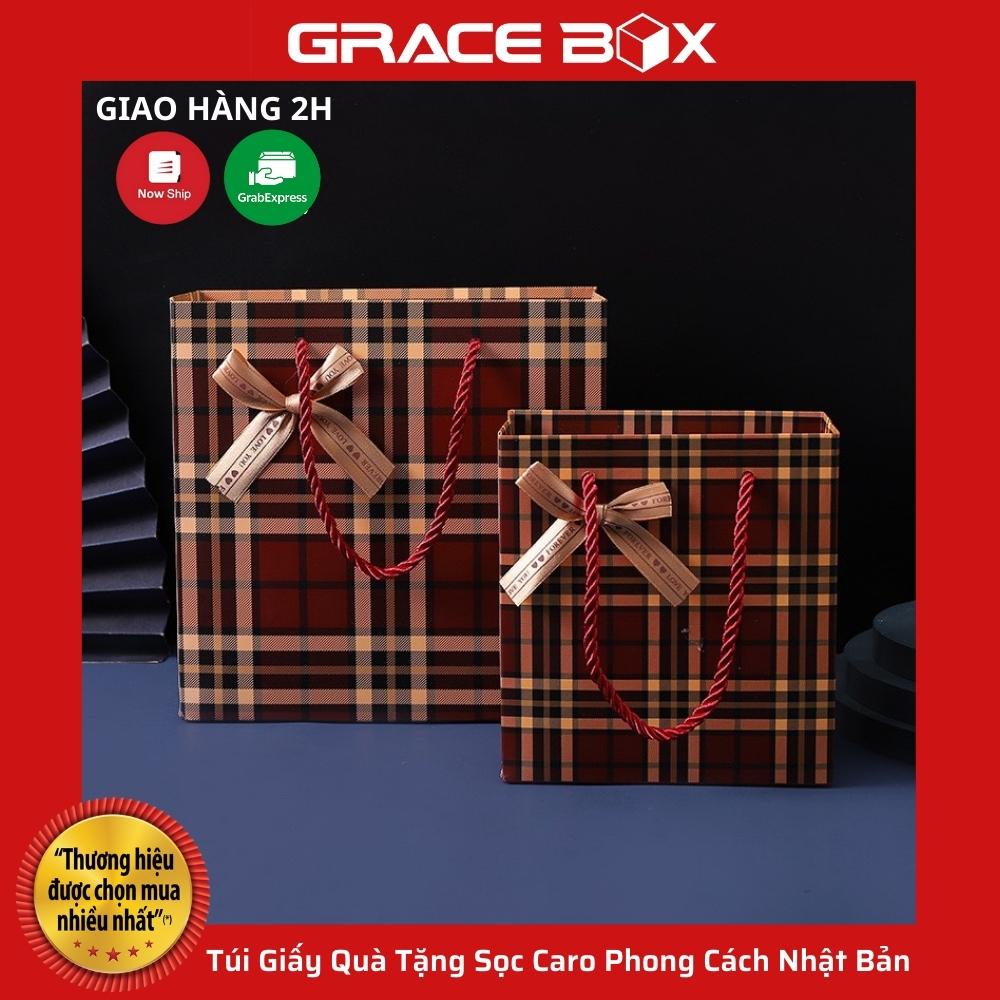 {Mẫu Hot} Túi Giấy Quà Tặng Sọc Caro Phong Cách Nhật Bản - Siêu Thị Bao Bì Grace Box