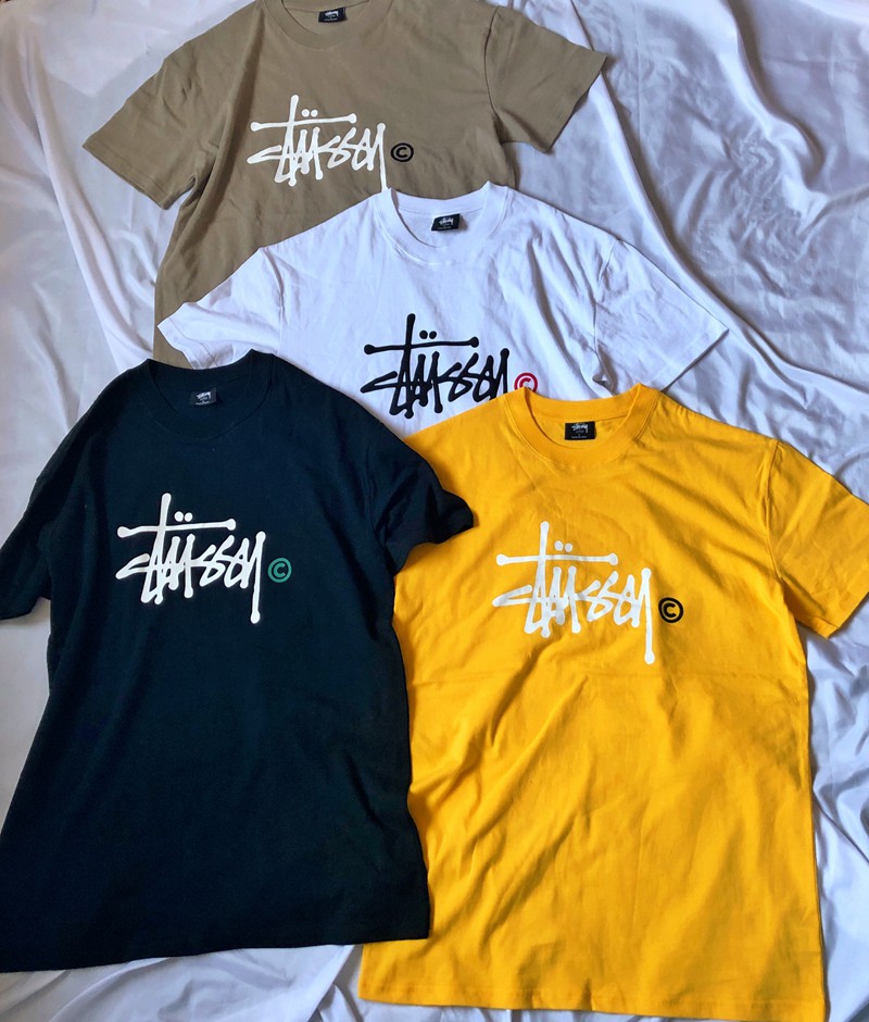 Áo thun đen tay ngắn in hình STUSSY thời trang cho nam