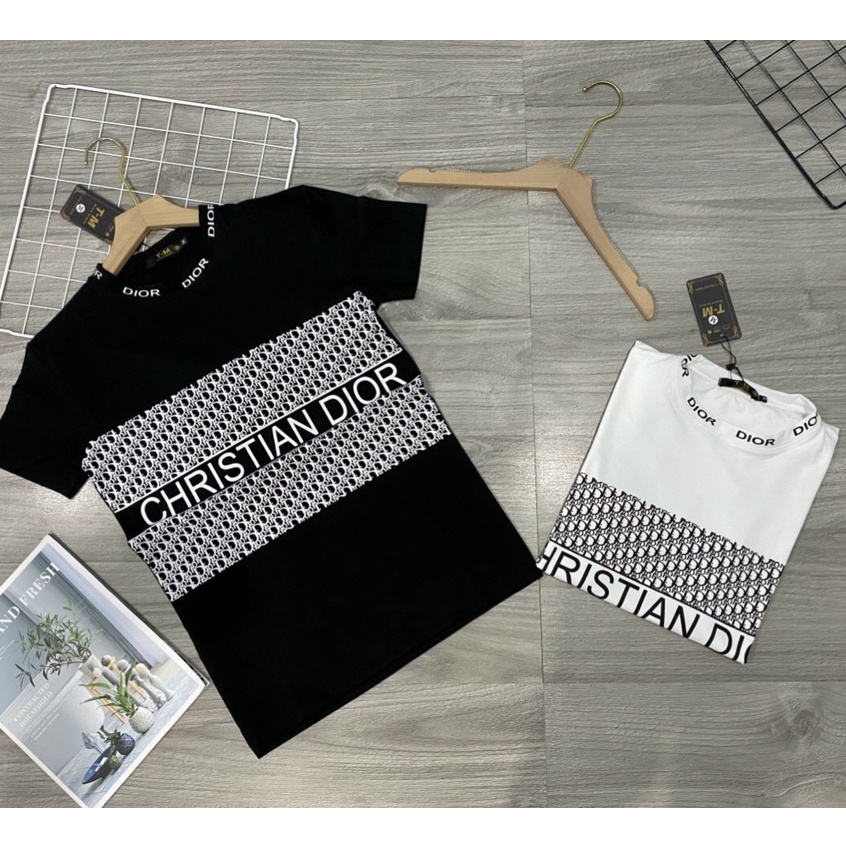 Áo thun nam ngắn tay cổ tròn đen in chữ hiệu sang trọng vảo cotton co giãn mềm mịn mặc mát form vừa VBSHOP001
