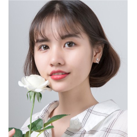 Khuyên tai bạc Ý s925 hình cánh hoa G4263 - AROCH Jewelry