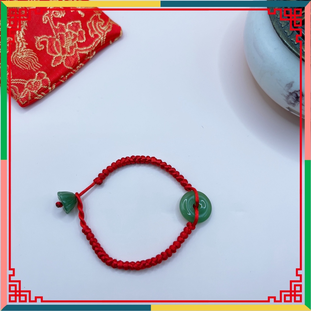 Vòng tay chỉ đỏ phối đồng điếu may mắn bình an kích thước 16cm/17cm/18cm