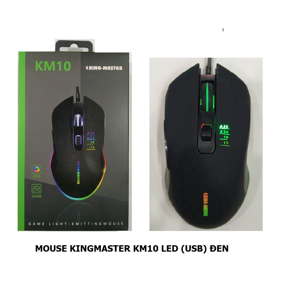 CHUỘT MÁY TÍNH CÓ DÂY GAMING - KINMASTER KM10 LED (USB) ĐEN