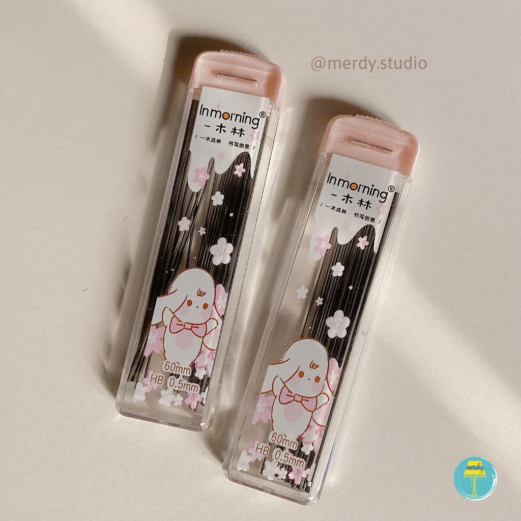 Bút chì bấm ngòi 0.5mm Inmorning Bunny &amp; Sakura kèm hộp ngòi