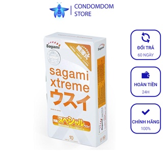 Bao cao su Sagami Xtreme Superthin siêu mỏng kéo dài thời gian, hộp 10 chiếc