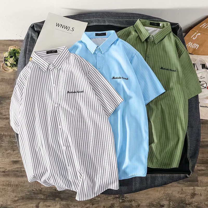 Men's fashion striped short-sleeved shirt