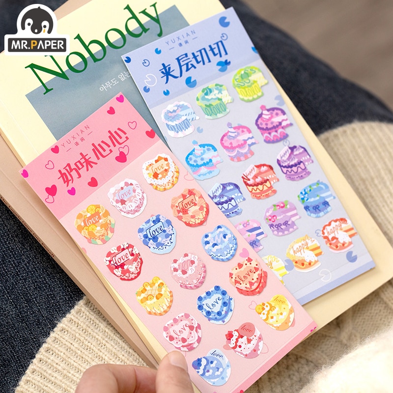 Sticker dán trang trí thiết kế hình bánh sinh nhật 6 kiểu xinh xắn đáng yêu