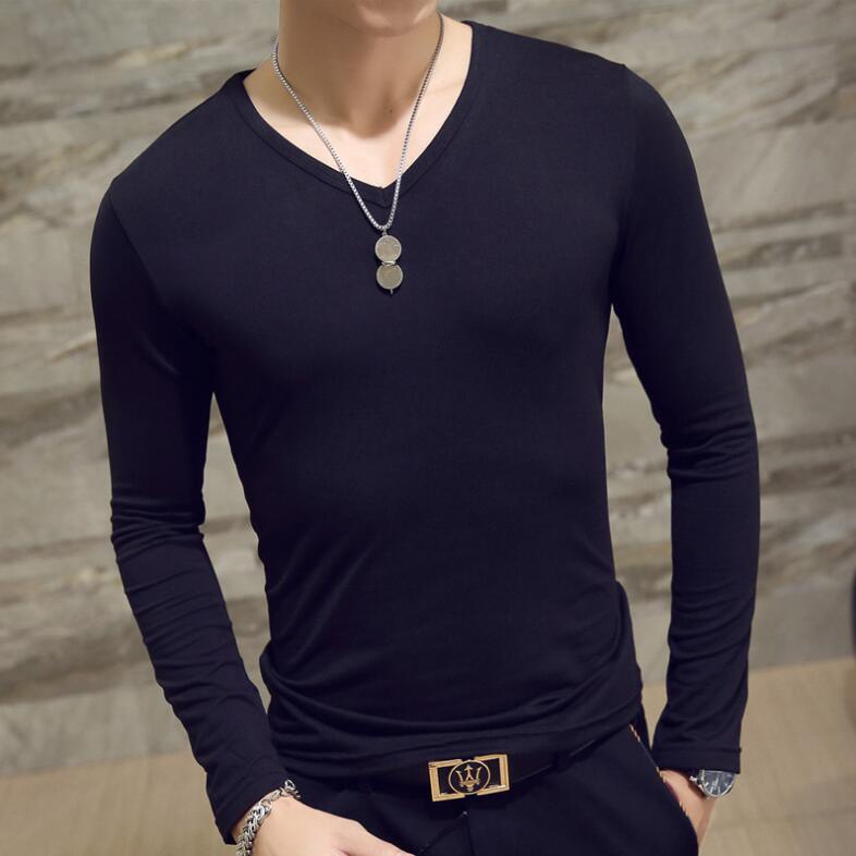 Áo nam dài tay cổ chữ V màu trơn size M-3XL