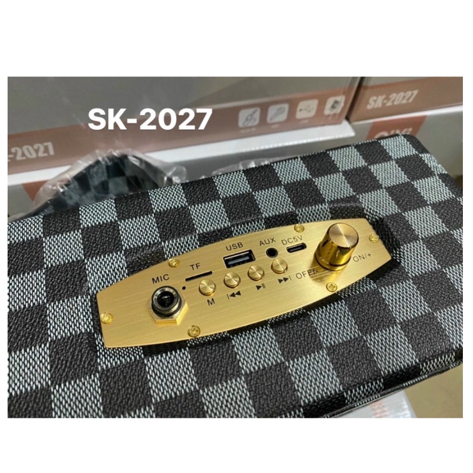 Loa Bluetooth Xách Tay Vỏ Gỗ, Bọc Da, Loa Qixi SK-2027 Âm Thanh Cực Hay, Kết Nối USB, AUX, TF card, Bluetooth 5.0