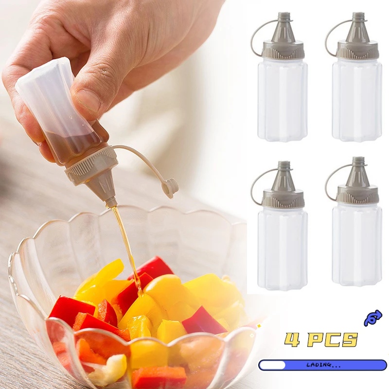 Set 4 Chai Nhựa Trong Suốt Đựng Gia Vị Tiện Lợi