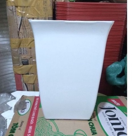 Chậu nhựa vuông cao VD24 (24x34cm) tráng men sứ dày xịn_Chậu vuông trụ dáng đứng lòng sâu đẹp