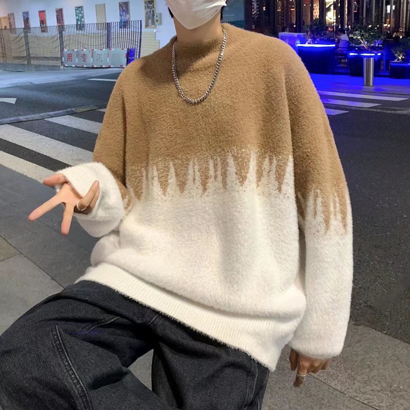 Áo Sweater cổ tròn dáng rộng thêu họa tiết thời trang hàn quốc dành cho nam giới