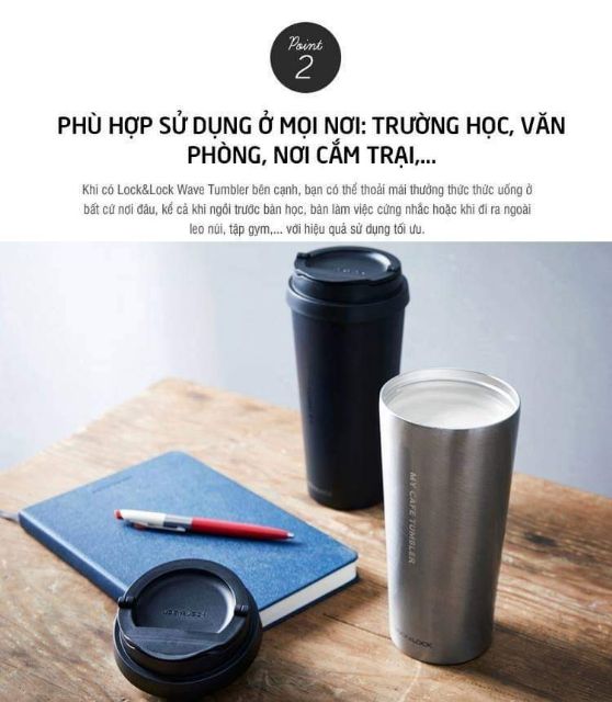 LY GIỮ NHIỆT LOCK&LOCK CLIP TUMBLER LHC4151  KÈM ỐNG HÚT, Bảo hành 6 tháng d