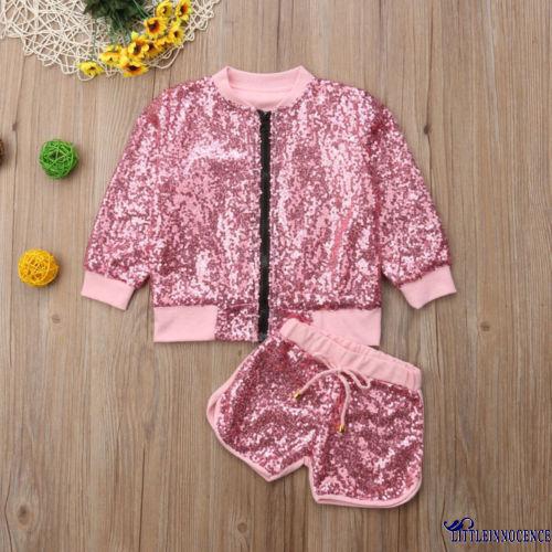 Bộ trang phục đính sequin lấp lánh hợp thời trang cho bé gái từ 1-6 tuổi