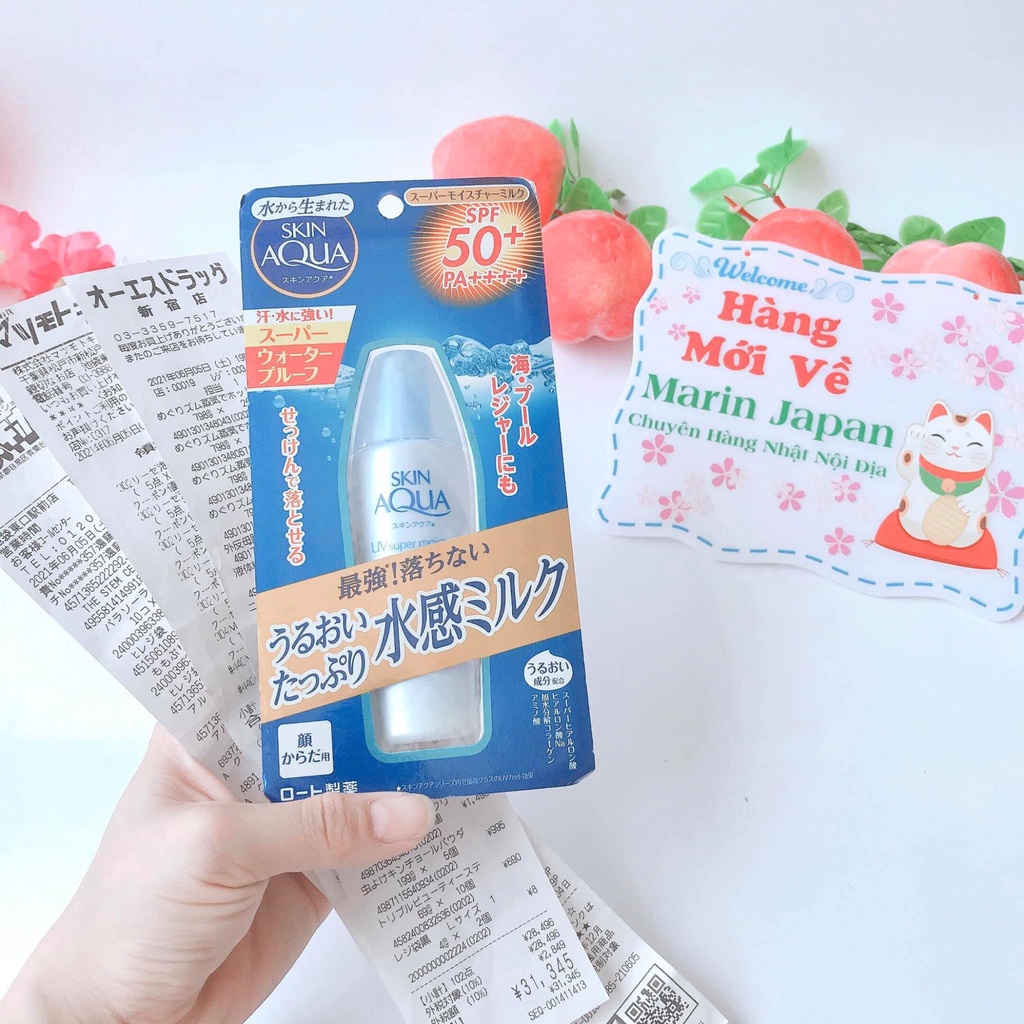(Sale) Kem chống nắng Skin Aqua Milk nâng tone hồng Nhật Bản