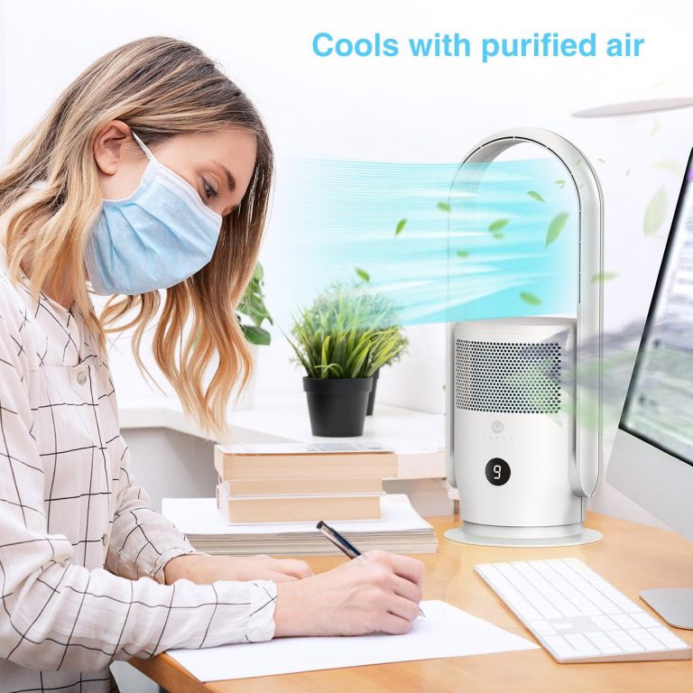 Quạt không cánh kèm lọc không khí ULTTY SKJ-CR021, bộ lọc HEPA H13 loại bỏ hiệu quả vi khuẩn, bụi mịn