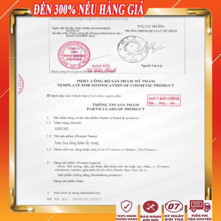 [ Freeship - SALE KHÔ MÁU ] Nước hoa hồng kiêm tẩy trang sidumi/ Nước hoa hồng cho da dầu mụn đa năng cao cấp