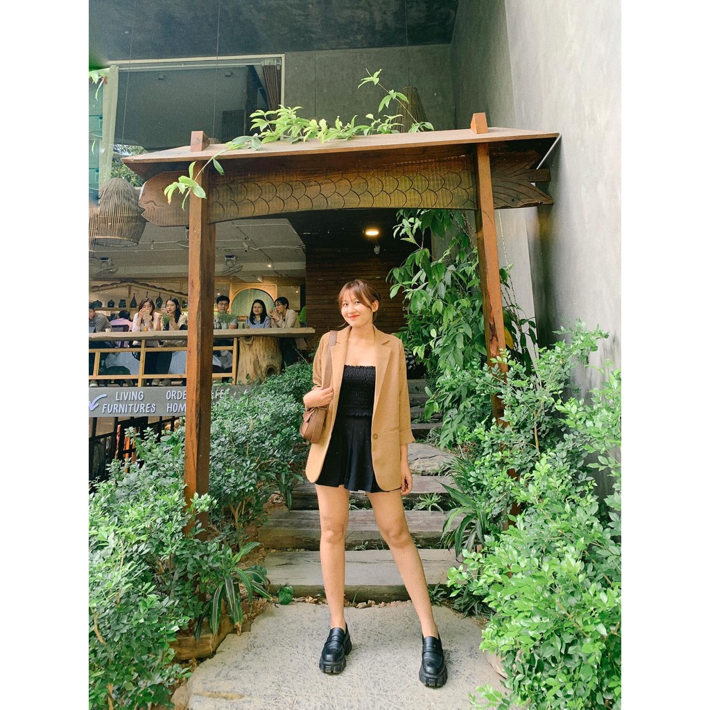 ÁO VEST NỮ-ÁO BLAZER DÁNG TRẺ KHOÁC NGOÀI 1 LỚP MÀU NÂU CÓ SIZE | BigBuy360 - bigbuy360.vn