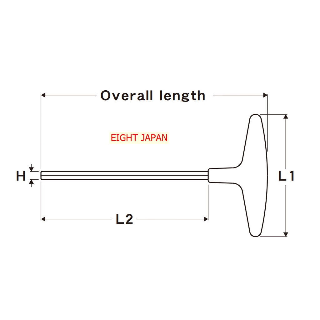 Chìa lục giác chữ T EIGHT JAPAN, 018-2H, 018-2.5H, 018-3H, 018-4H, 018-5H, 018-6H, 018-8H, 018-10H, 018-3, 018-4, 018-5,