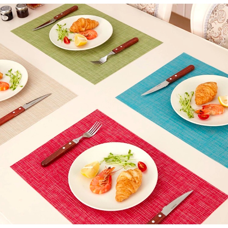 Tấm lót bàn ăn Placemat trơn cách nhiệt dệt dày, tấm trải bàn ăn lót chén đĩa bàn kính không thấm nước Adela.L06