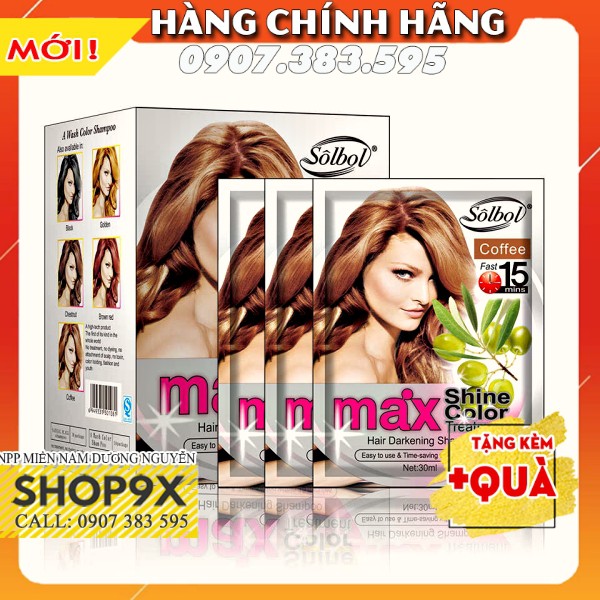 (+Quà) Dầu Gội Nhuộm Nâu Hạt Dẻ Max Shine Color + Tặng Bao Tay (Phủ Bạc) | BigBuy360 - bigbuy360.vn