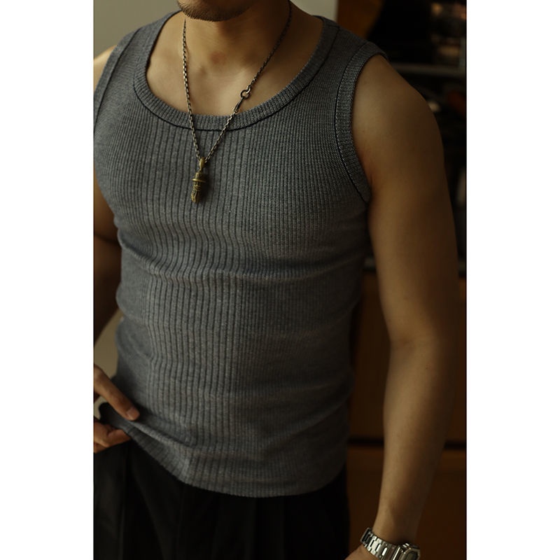 Áo Thun Cotton Dệt Kim Không Tay Phong Cách Retro Dành Cho Nam