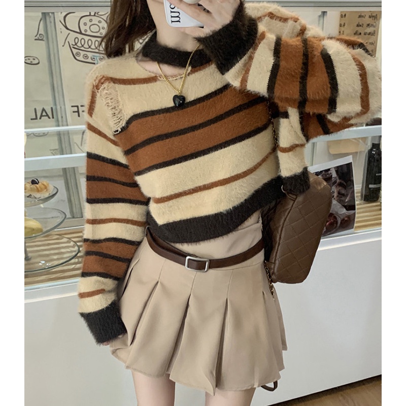 Áo Sweater Tay Dài Kẻ Sọc Thời Trang Cá Tính Trẻ Trung