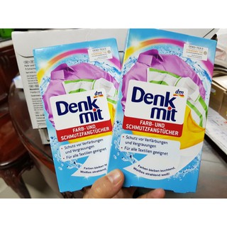 (HÀNG NỘI ĐỊA ĐỨC CÓ BILL)GIẤY GIẶT CHỐNG PHAI, CHỐNG LOANG MÀU VÀ LÀM SẠCH QUẦN ÁO DENKMIT 24 tờ