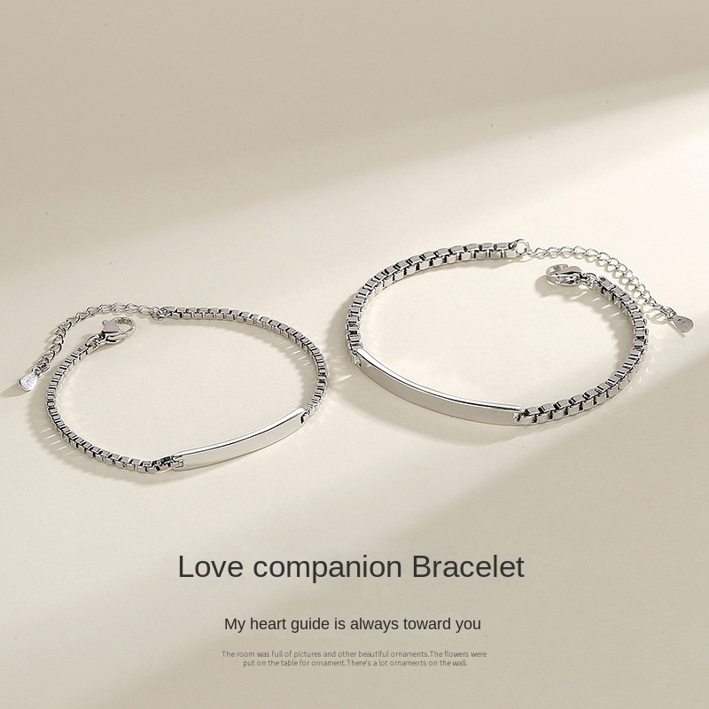 Vòng Đeo Tay Kỷ Niệm Dạng Phẳng Sáng Bóng Cho Cặ