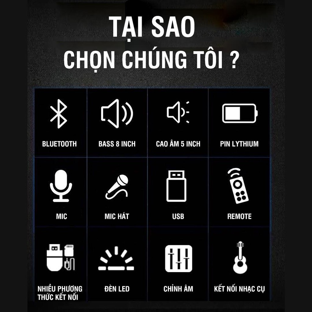 Loa kéo thùng gỗ hát karaoke, nghe nhạc, bass 3 tấc, bluetooth, chính hãng Bok Ha12