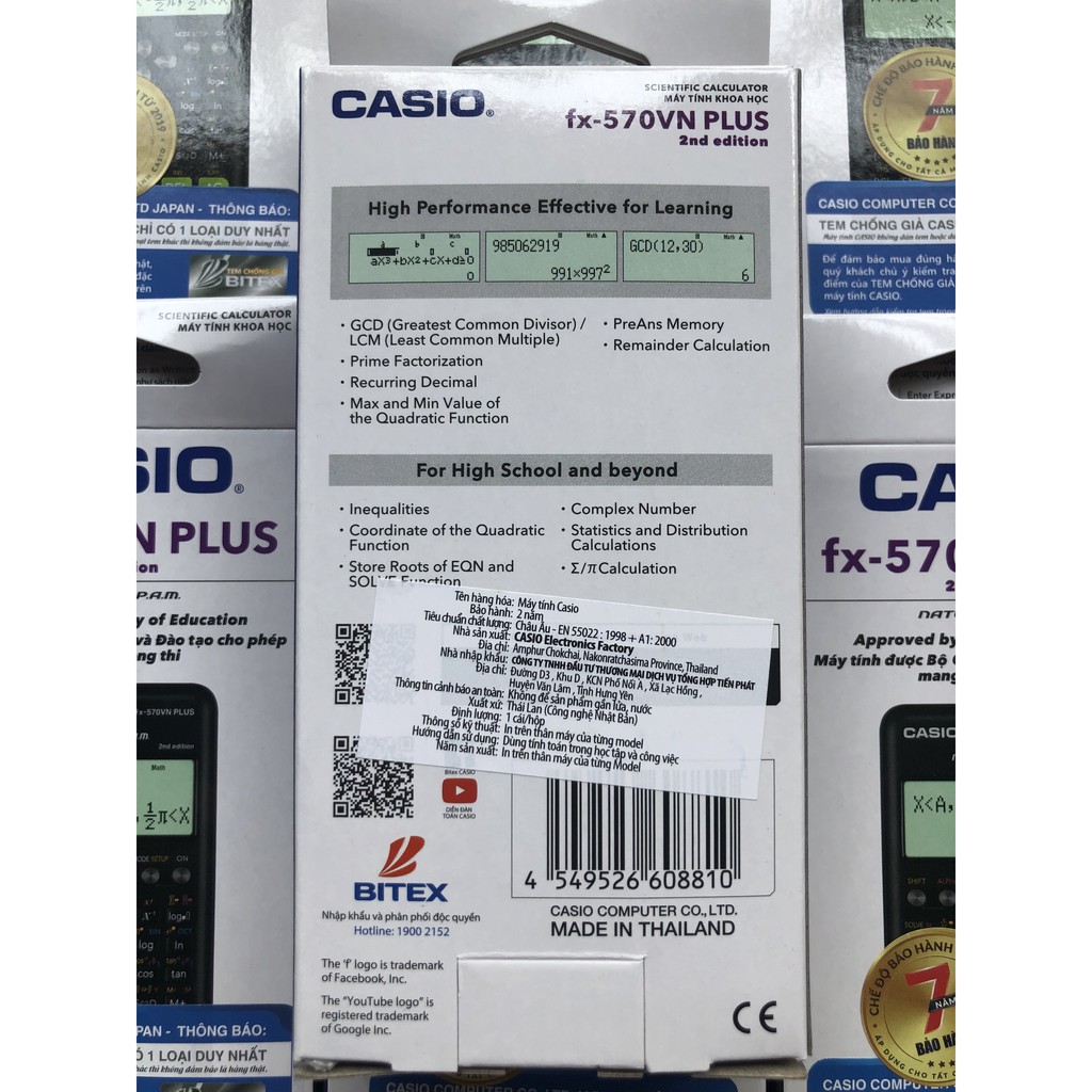 Máy tính Casio FX570VN plus chính hãng, bảo hành 7 năm, kích hoạt bảo hành Online