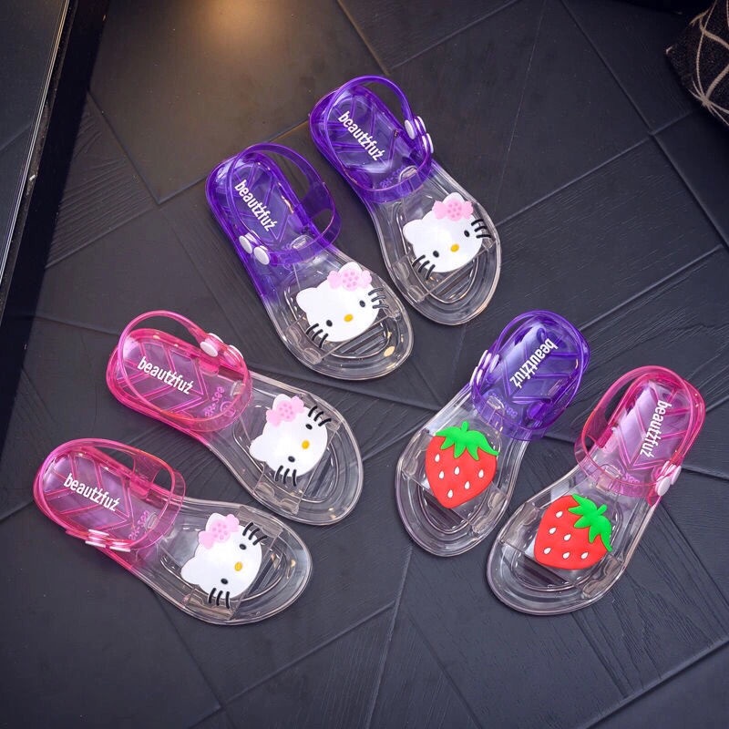 Giày Sandal Nhựa Dẻo Trong Suốt Đế Mềm Chống Trượt Chống Thấm Nước Thời Trang Mùa Hè Cho Bé Gái