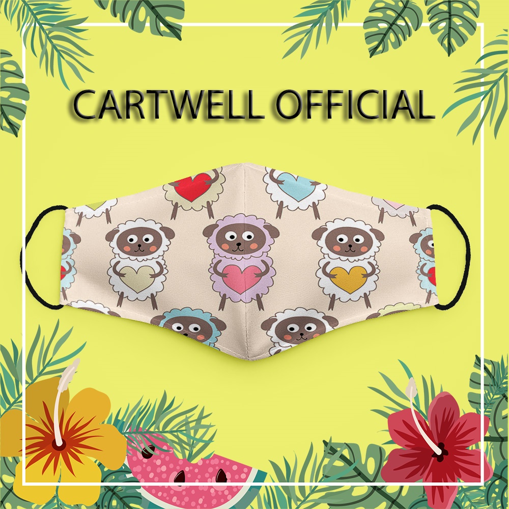 Khẩu trang đáng yêu thú cưng vui nhộn trẻ em cute cho bé Hình Đẹp CARTWELL dày 2 lớp vải cotton 100% dây đeo mềm chống n