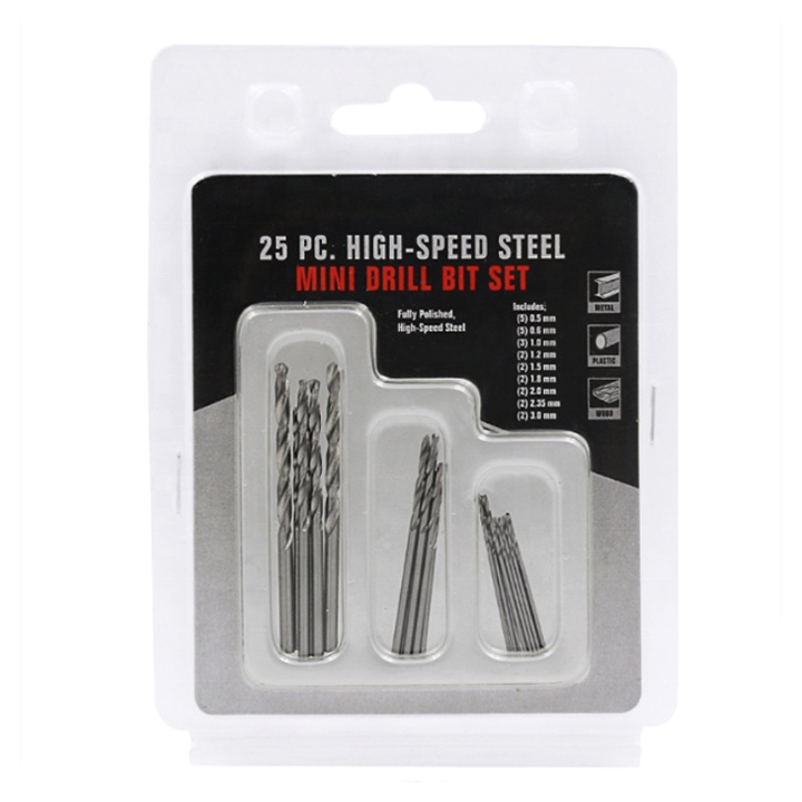 Bộ 25 Chiếc Mũi Khoan HSS QST 0.5mm-3.0mm Đa Năng Sử Dụng Để Khoan Cắt Gỗ, Nhựa, PCB