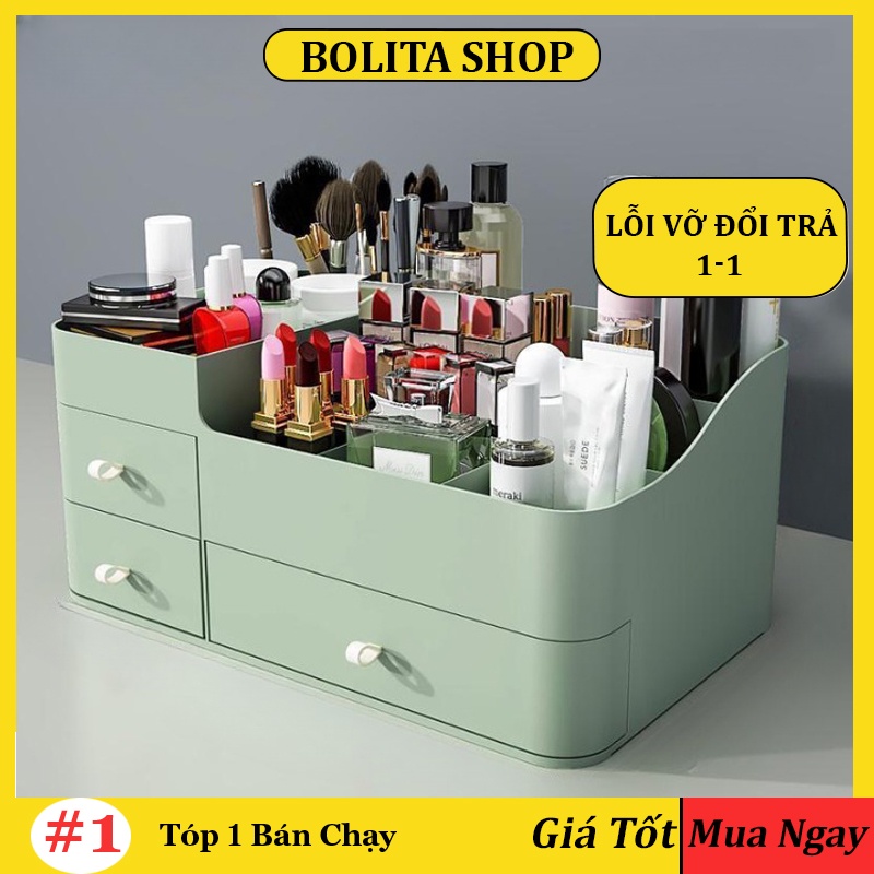 Kệ khay đựng mỹ phẩm đồ trang điểm văn phòng phẩm decor để bàn dễ thương, hộp tủ để đồ trang sức cao cấp BOLITA