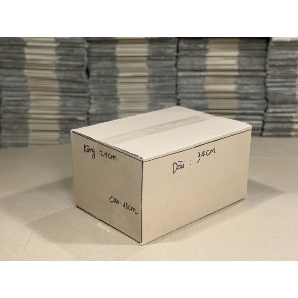 10 hộp carton đóng hàng 34x24x18 HUPUNACARTON thùng giấy gói hàng tiện lợi