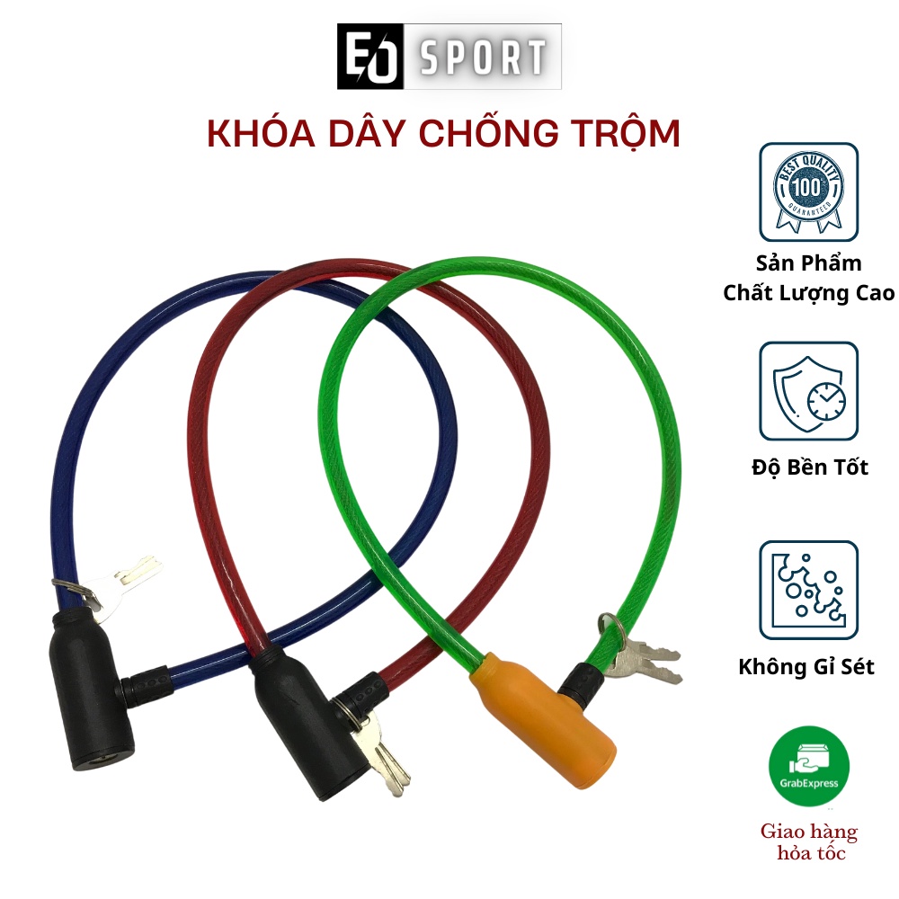 Khóa Dây Cáp Chống Trộm Xe Đap, Xe Máy , Nhà Cửa Lõi Thép 8mm - EO.sportDZ
