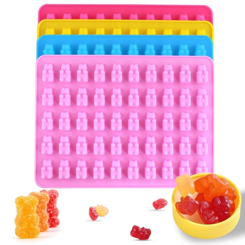 Khuôn Silicone 50 Ngăn Tạo Hình Gấu Gummy/Gấu Trang Trí Bánh