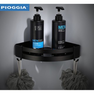 Kệ gắn góc tường nhà tắm bằng nhôm màu đen S009