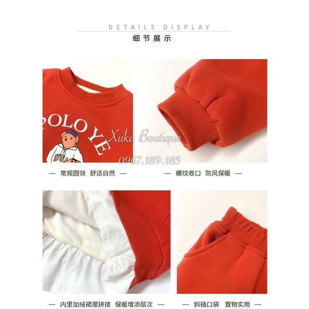 Quần Áo Trẻ Em Mùa Đông - Bộ Quần Áo Nỉ POLOYE Dày Dặn Ấm Mặc Noel / Tết CHASE Cao Cấp Cho Bé (Ảnh Thật)