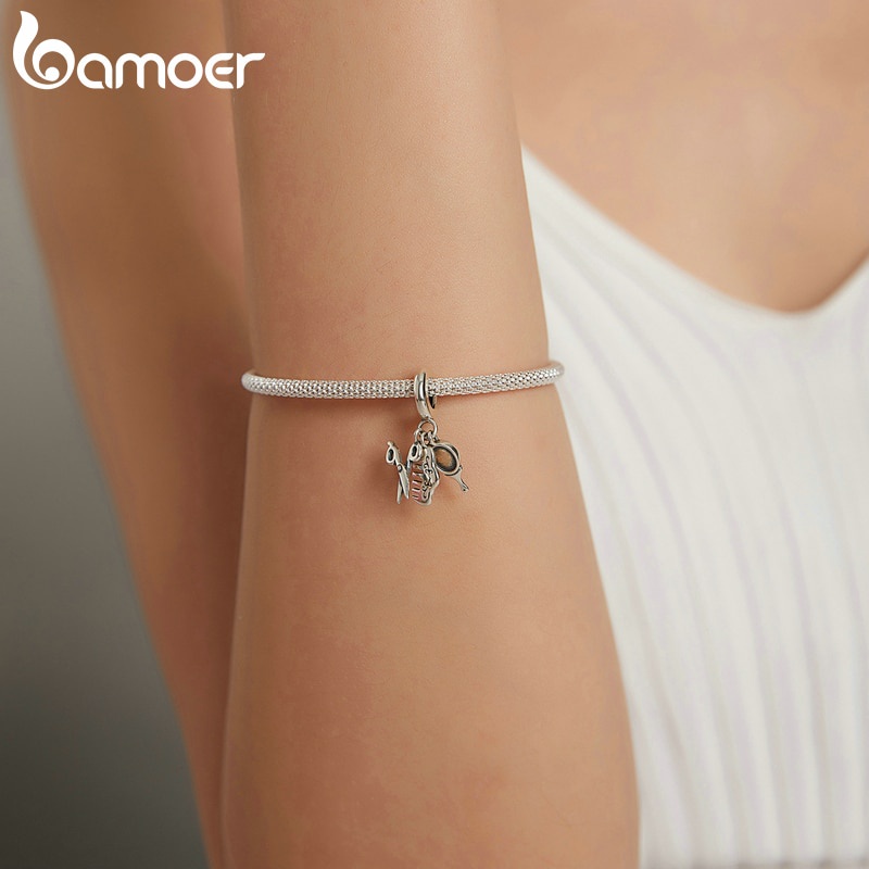 Hạt charm BAMOER SC1887 bạc 925 kiểu dụng cụ bếp độc đáo dùng làm vòng đeo tay DIY