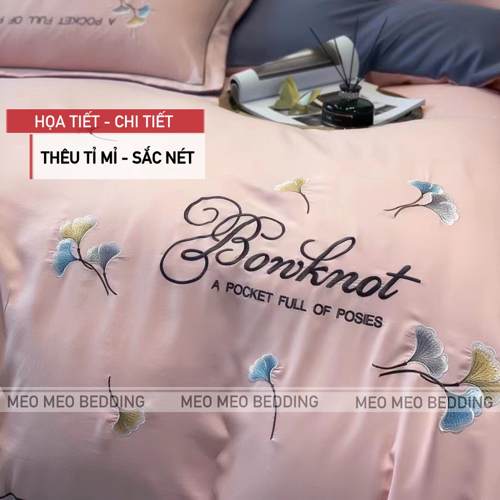 Bộ Chăn Ga Gối Cotton Nilen Bonknot Thêu Họa Tiết Nhập Khẩu Cao Cấp - Sét 4 Món - Cotton Linen | BigBuy360 - bigbuy360.vn